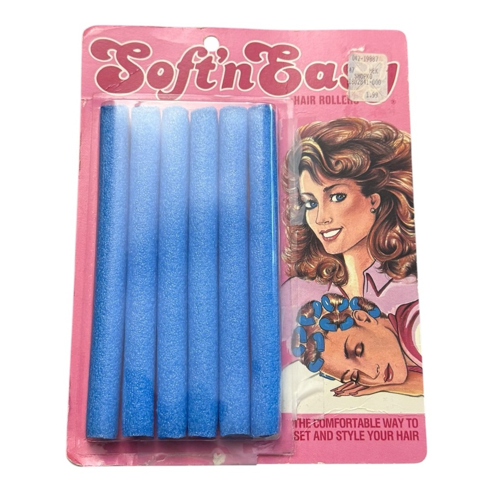 Vintage Soft’n Easy Hair Rollers Set Blue Foam Curlers New in Package